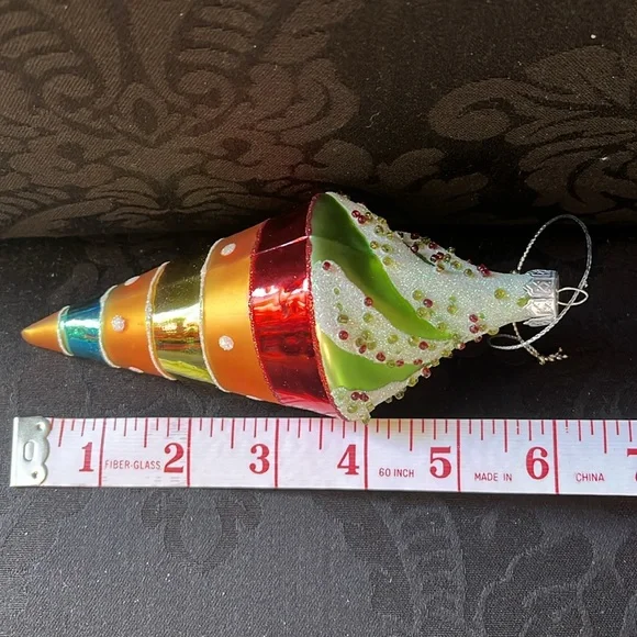 Blown Glass Ornament Swirl Ice Cream Cone - Picture 5 of 6